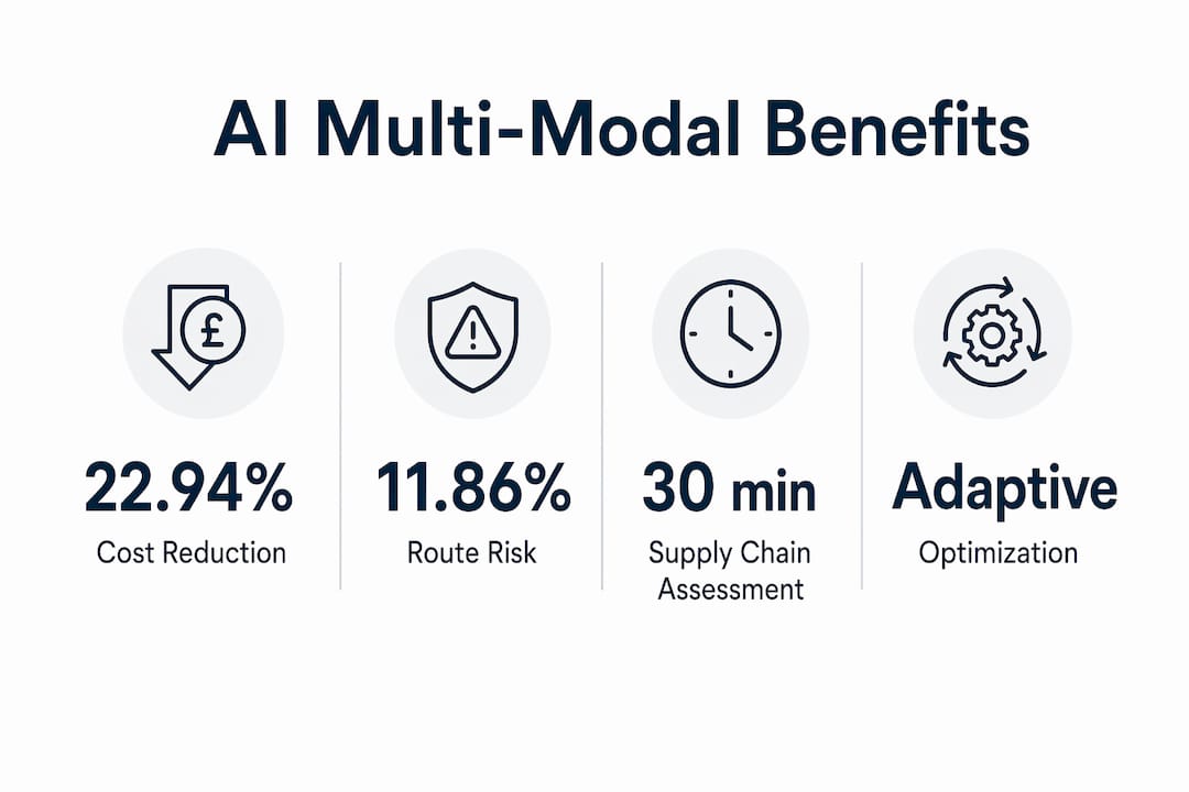 Infographic showing AI multi-modal freight benefits statistics
