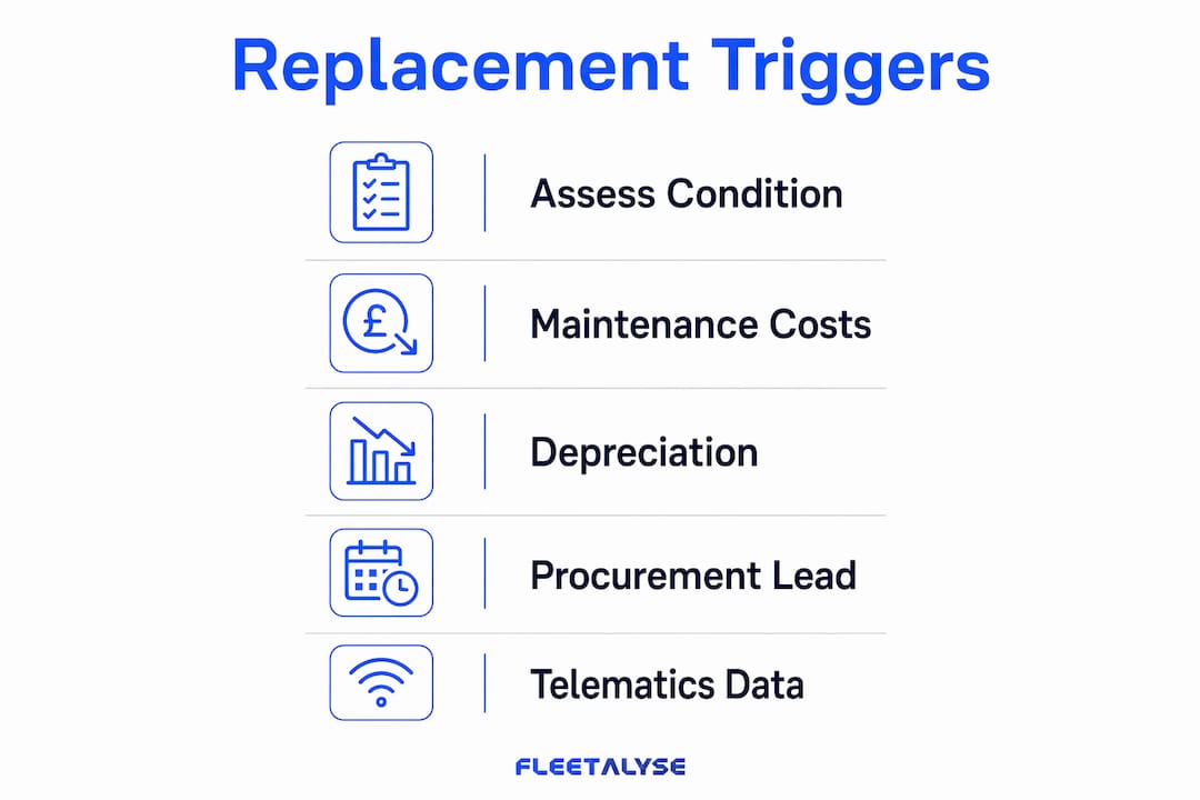Infographic outlining key triggers for HGV replacement