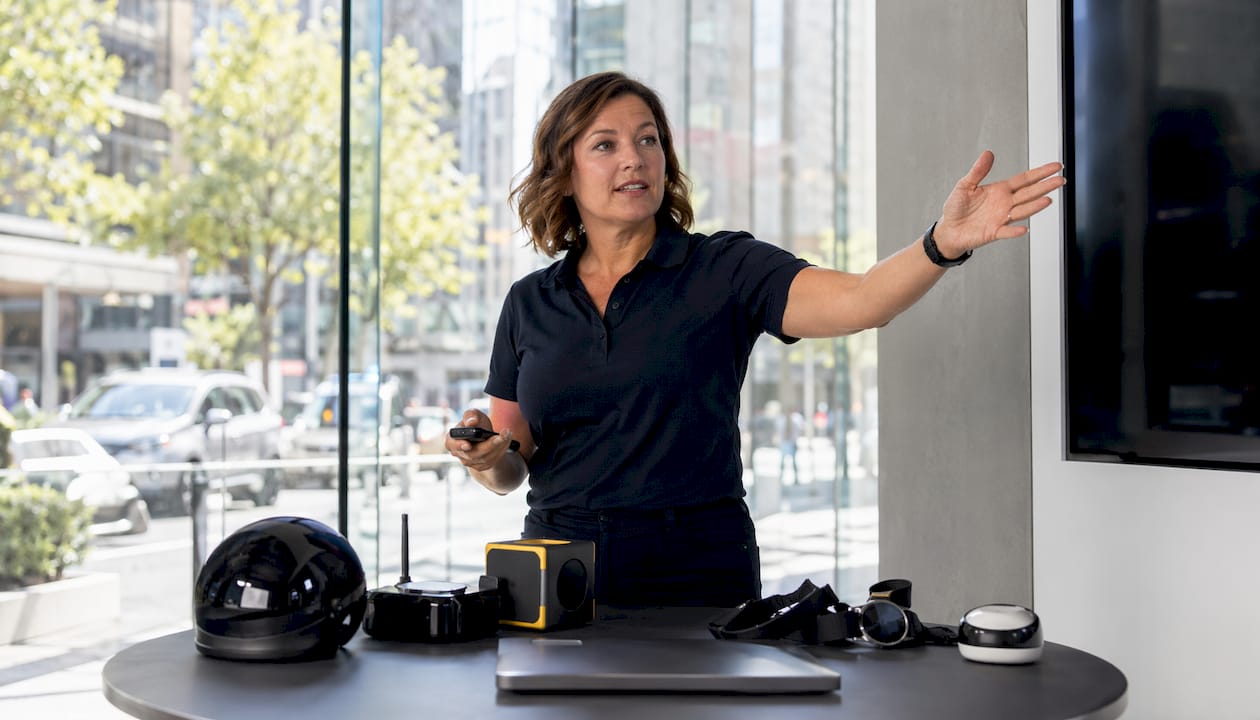 Safety trainer demonstrating AI dashboard features