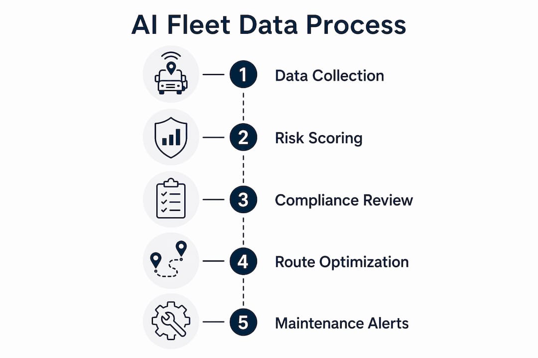 Infographic outlining AI fleet data process steps