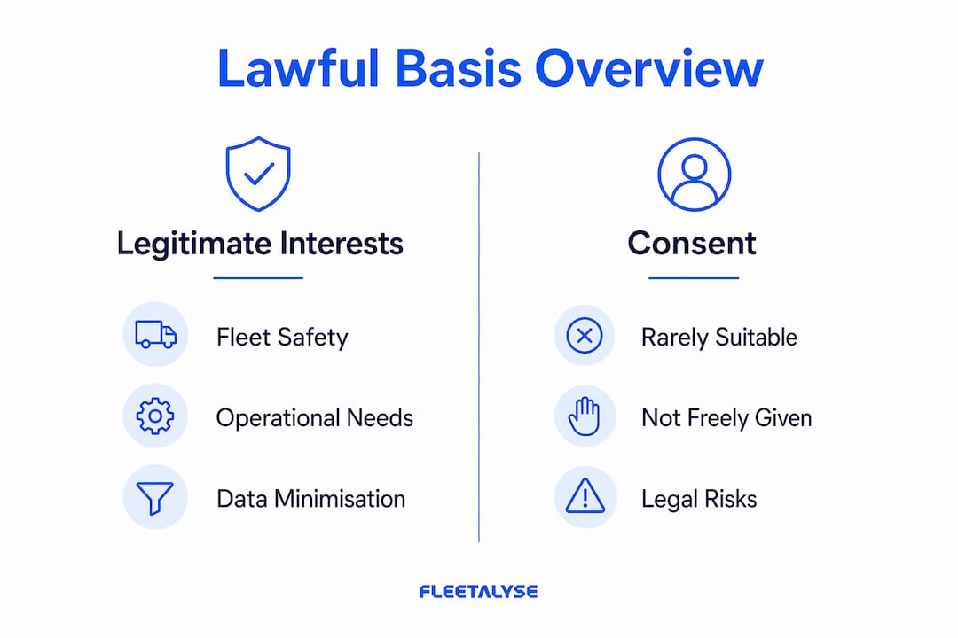 Infographic comparing lawful bases for telematics data