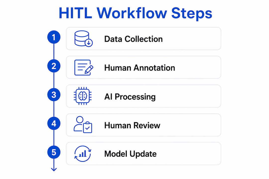 Infographic showing human-in-the-loop workflow steps