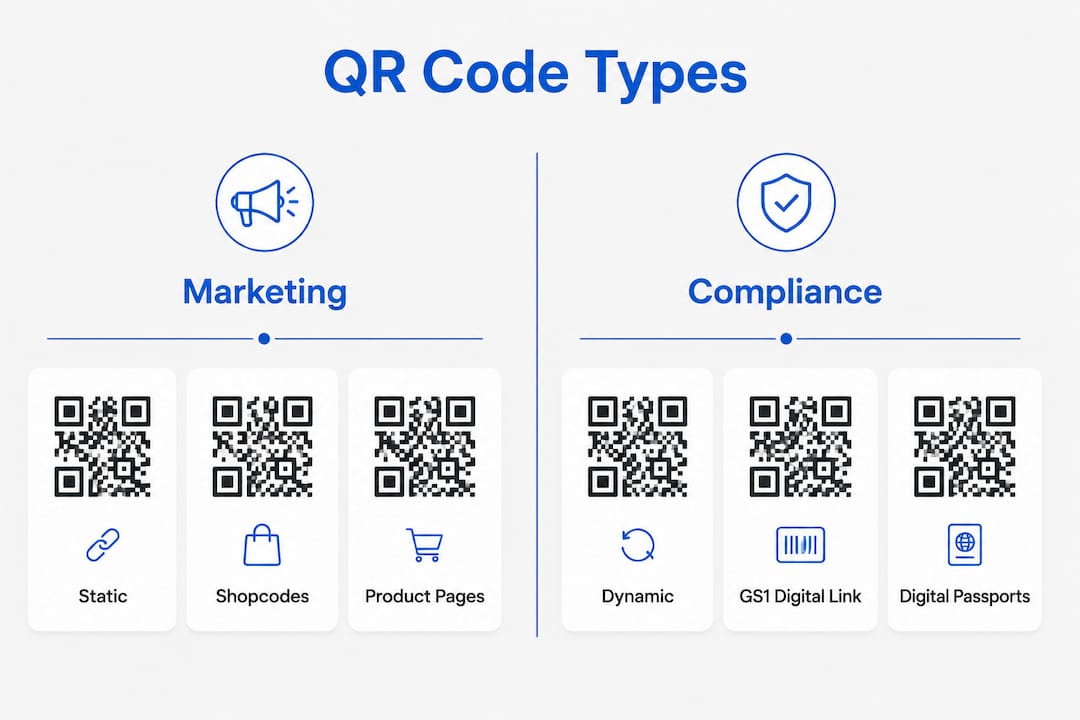 Infographic comparing marketing and compliance QR codes