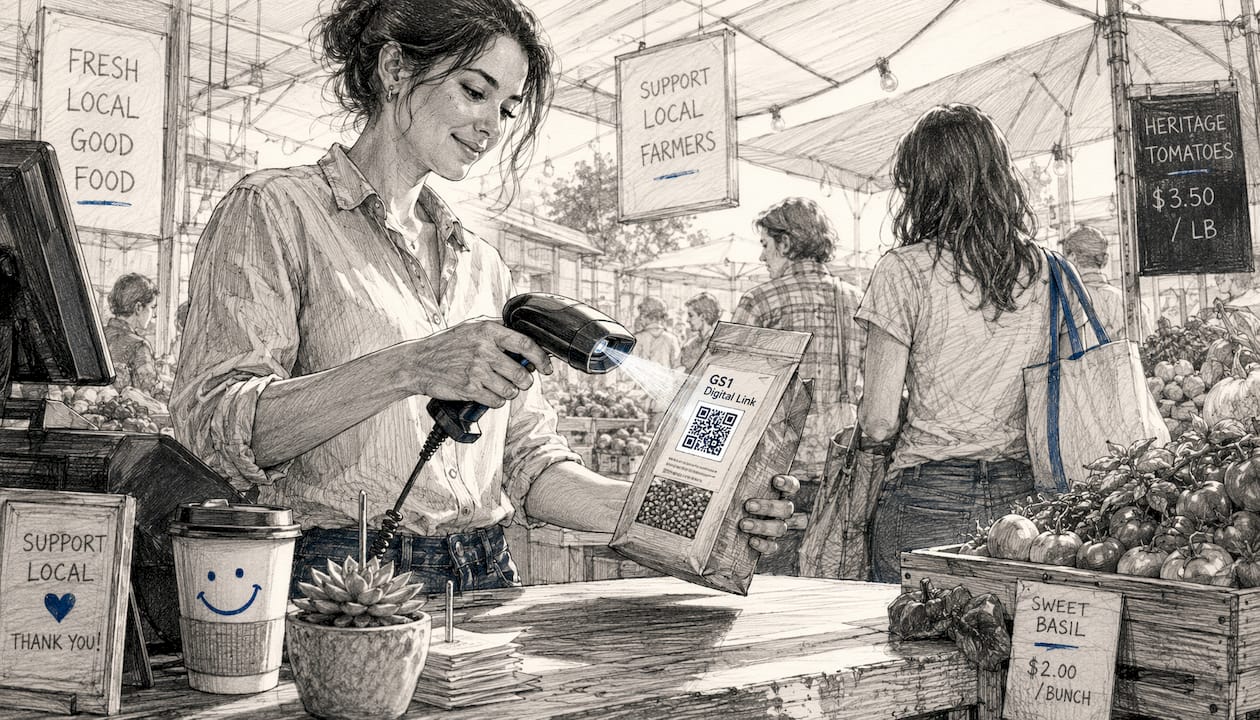 Retail checkout scanning GS1 Digital Link barcode