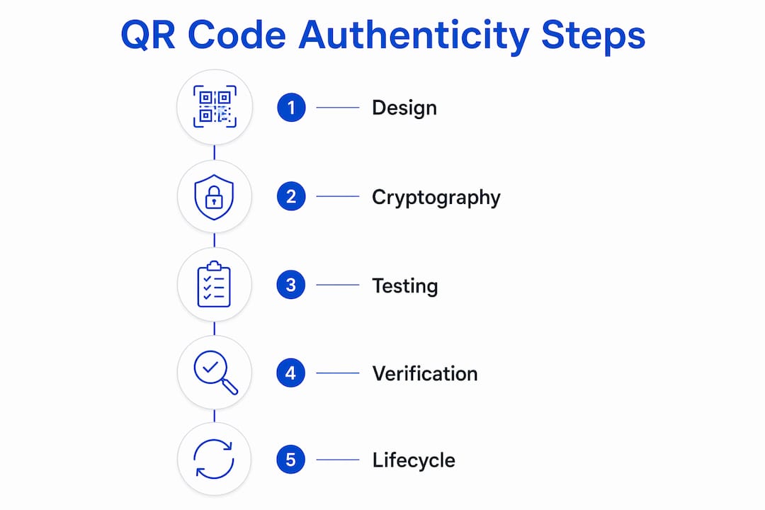 Infographic showing QR code authenticity steps
