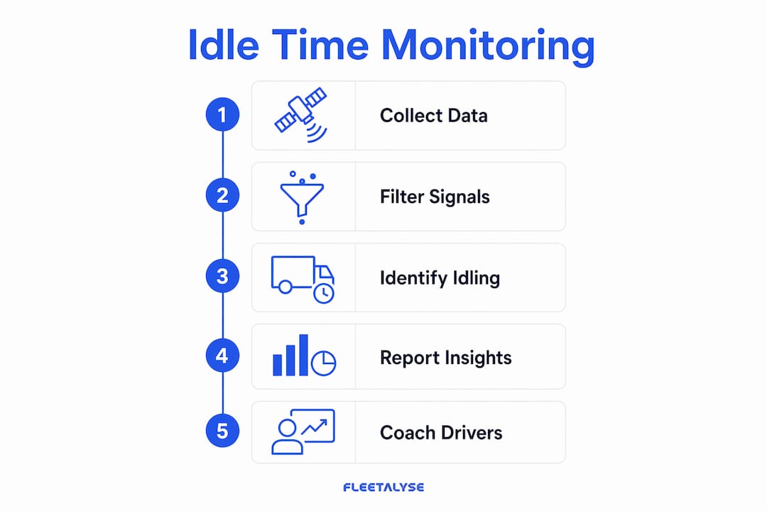 Infographic showing idle time monitoring steps