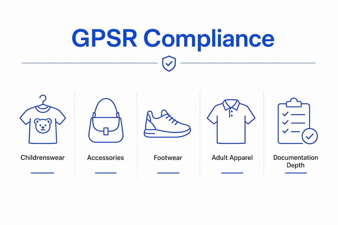 Infographic showing GPSR compliance by fashion product categories