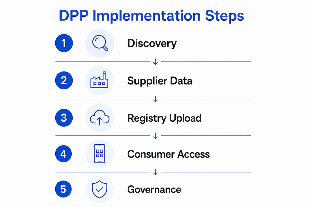 Infographic showing fashion DPP implementation steps