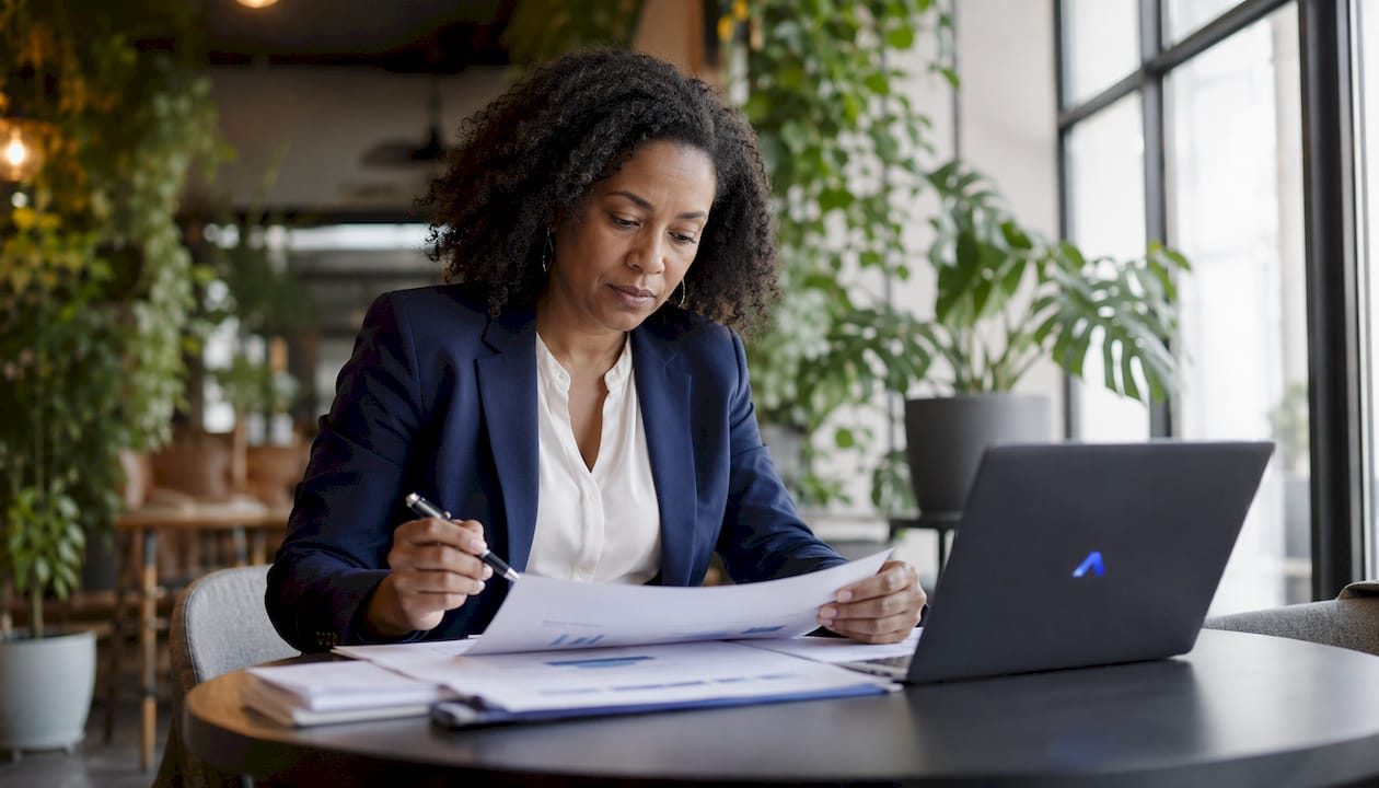 Fleet manager reviewing fatigue monitoring reports