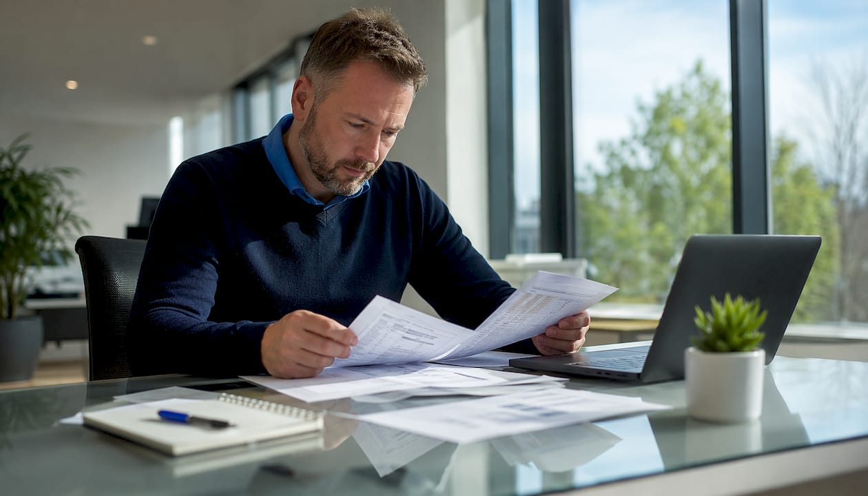 Fleet manager reviewing proof of delivery records