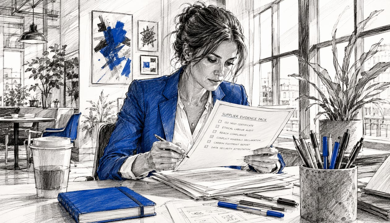 Procurement manager reviewing supplier compliance documents