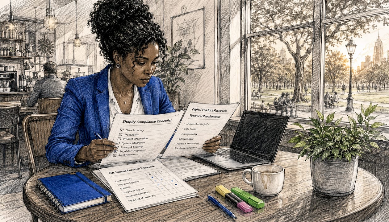 Professional reviewing Shopify compliance documents