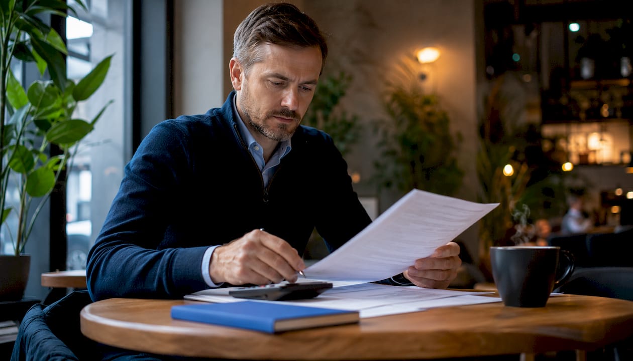 Logistics manager reviewing fleet leasing contracts