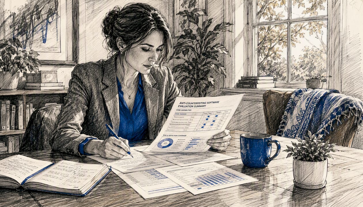 Professional woman evaluating software documents