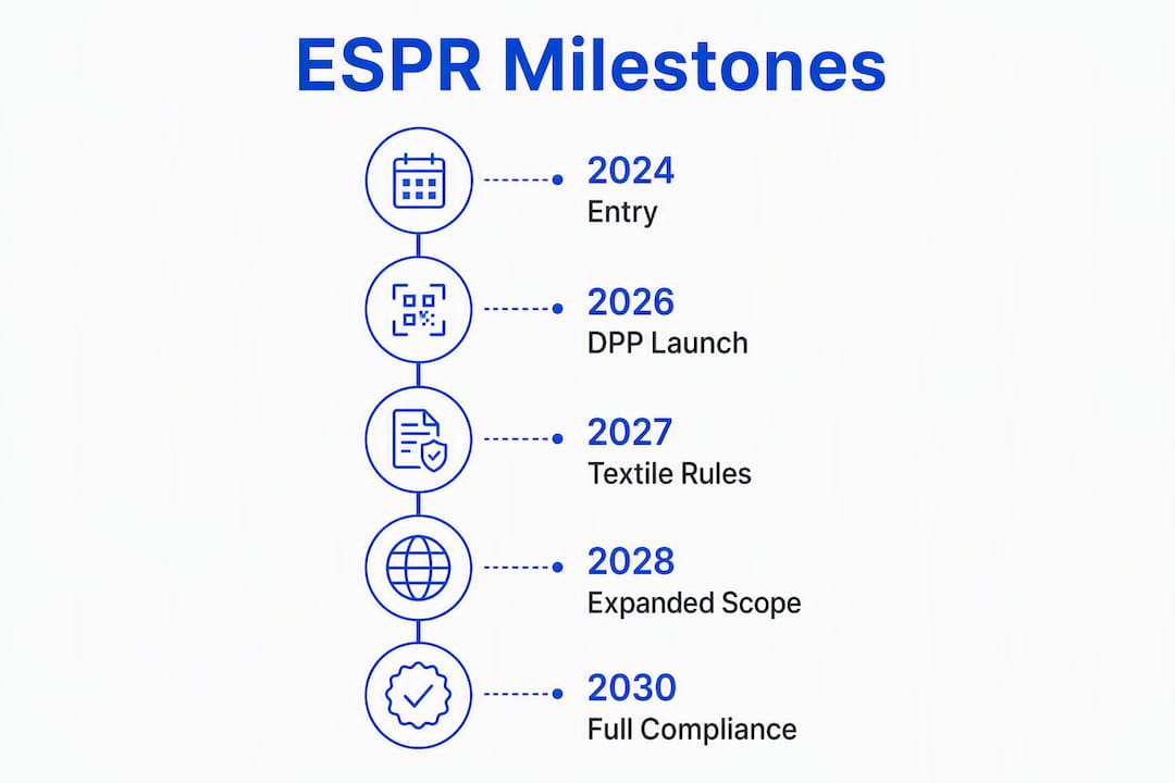 Infographic showing ESPR timeline milestones
