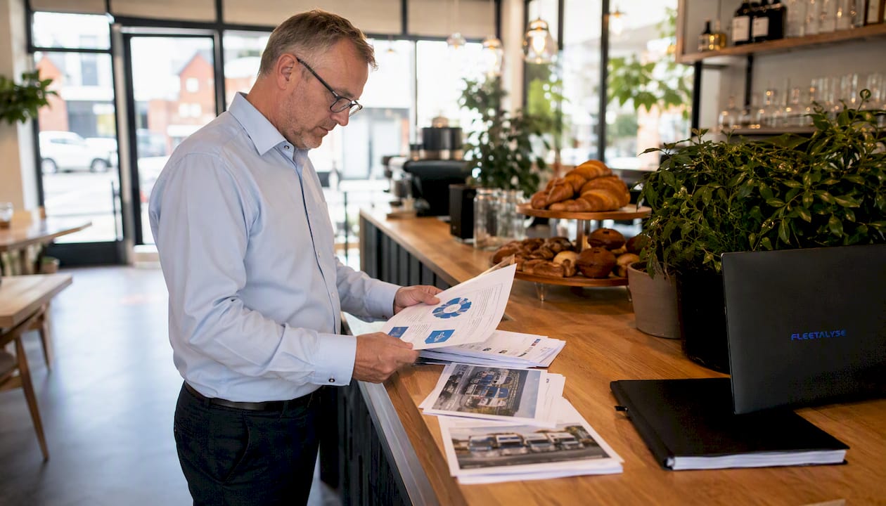 Fleet manager reviewing FORS logo guidelines