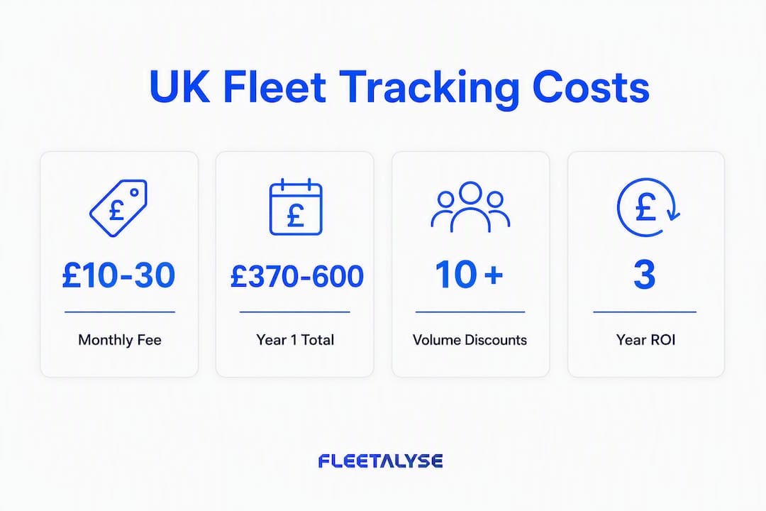 Infographic illustrating key UK vehicle tracking cost statistics