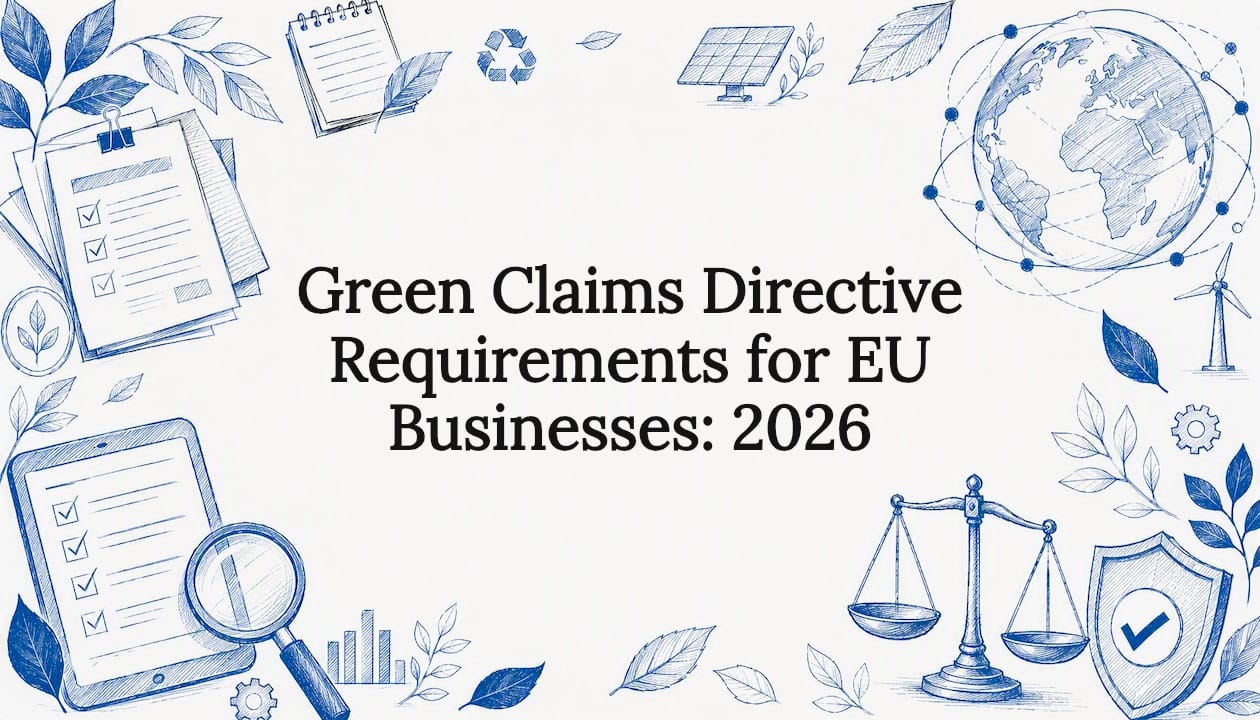 Decorative green claims directive title card illustration