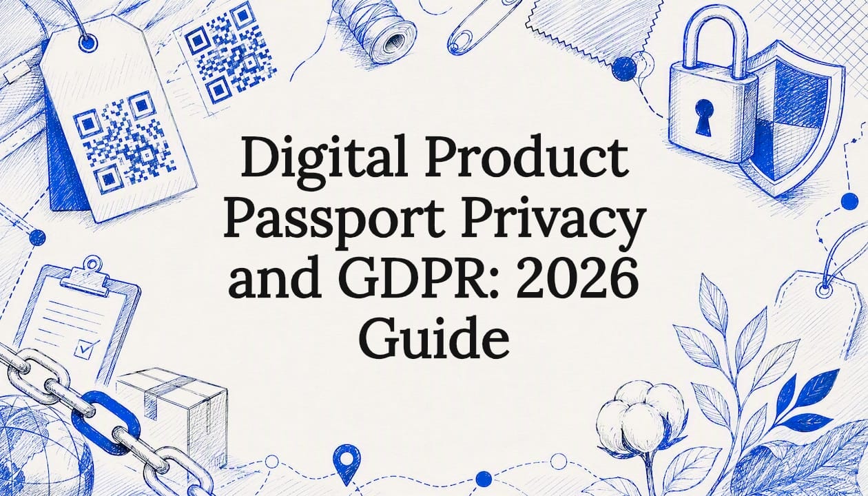 Decorative GDPR and product passport illustration title card