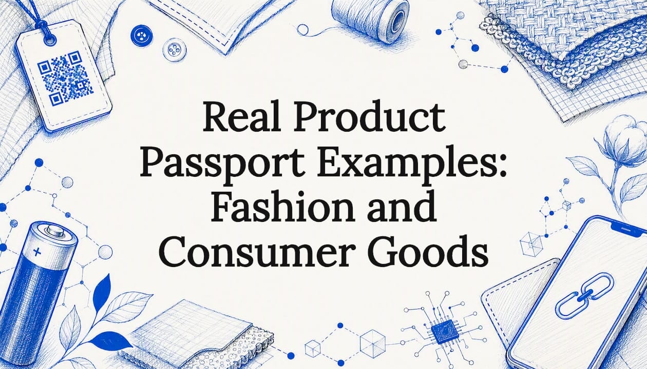 Decorative digital product passport title card illustration