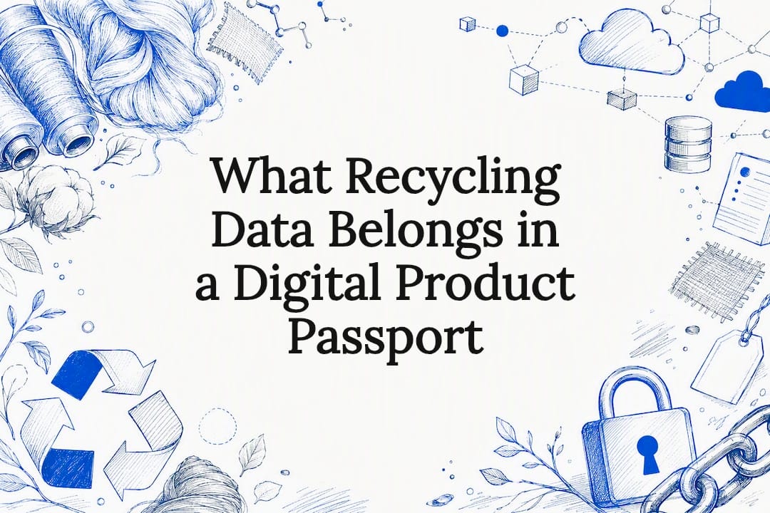 Decorative title card illustration for digital product passport article