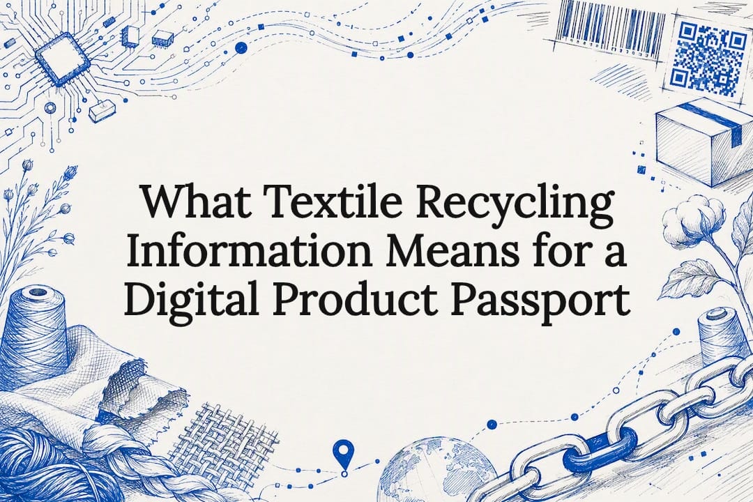Decorative title card illustration for digital product passport article