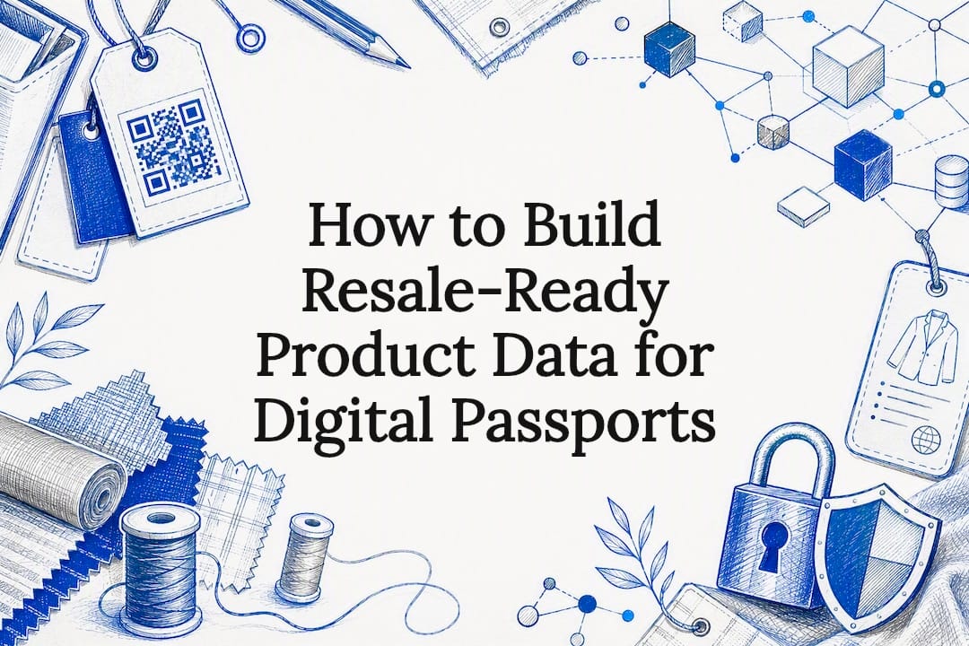 Decorative title-card illustration for digital product passports