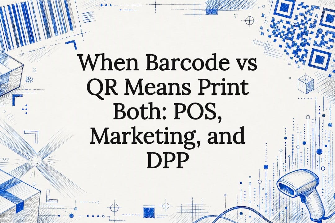 Decorative sketch illustration of barcodes and QR codes