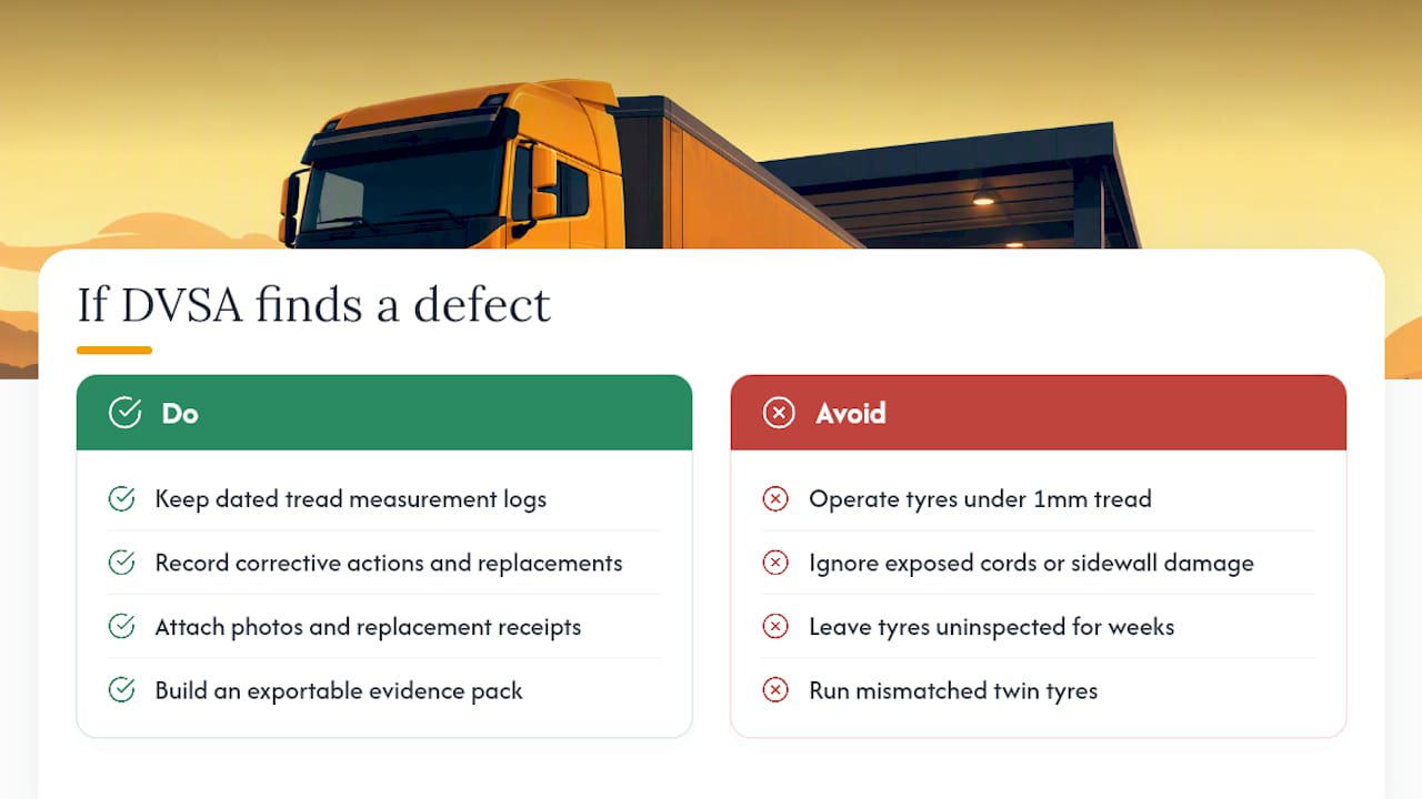 What Happens If DVSA Finds a Tyre Defect — overview diagram