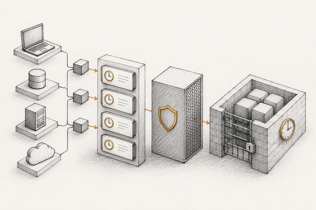 Protected audit trail architecture flow