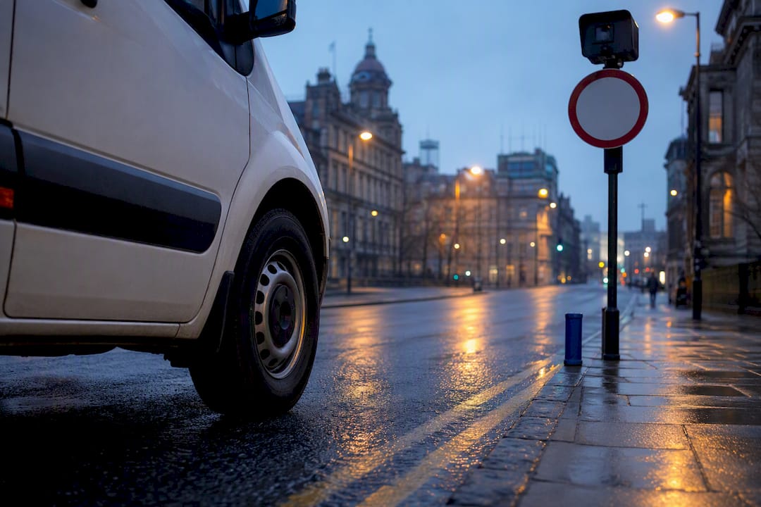Commercial vehicle approaching urban clean air zone