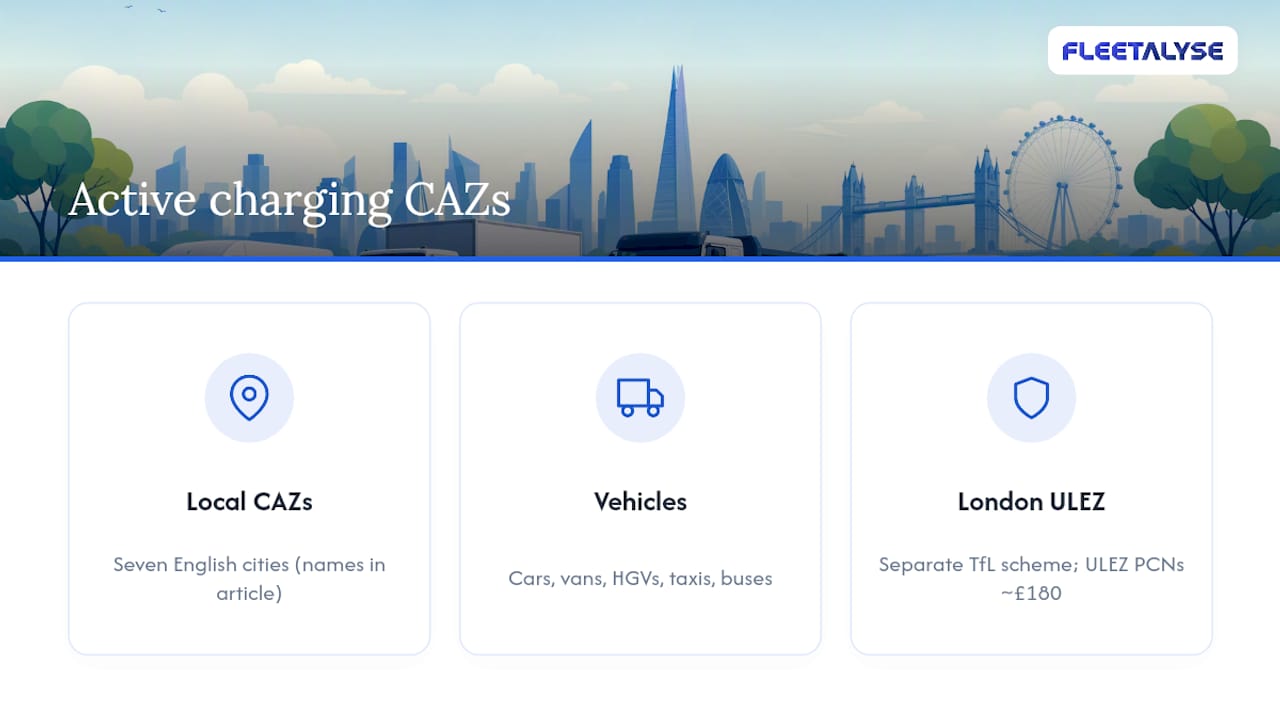 Map of UK clean air zone locations