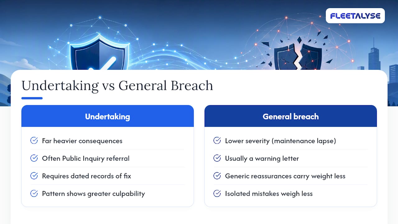 When breaching an undertaking differs from a general licence breach — overview diagram