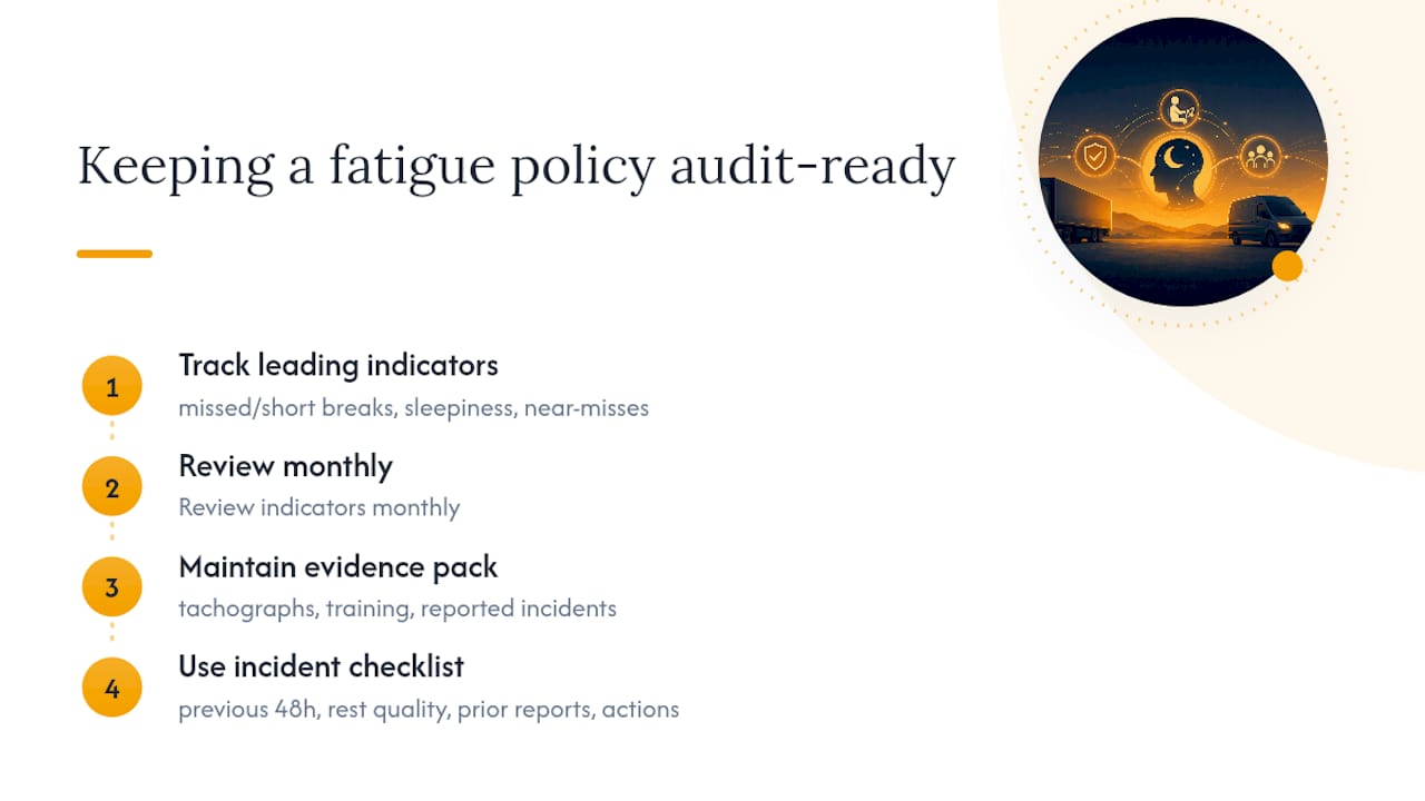 How do you keep a fatigue policy audit-ready? — overview diagram
