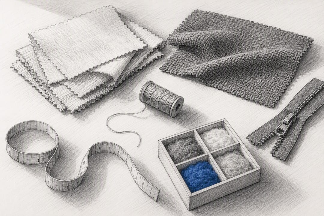 Textile swatches and garment component materials