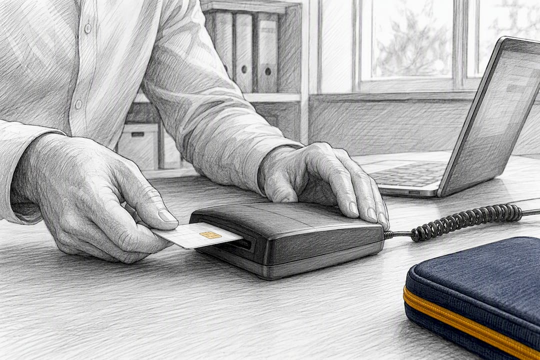 Tachograph card being prepared for data download