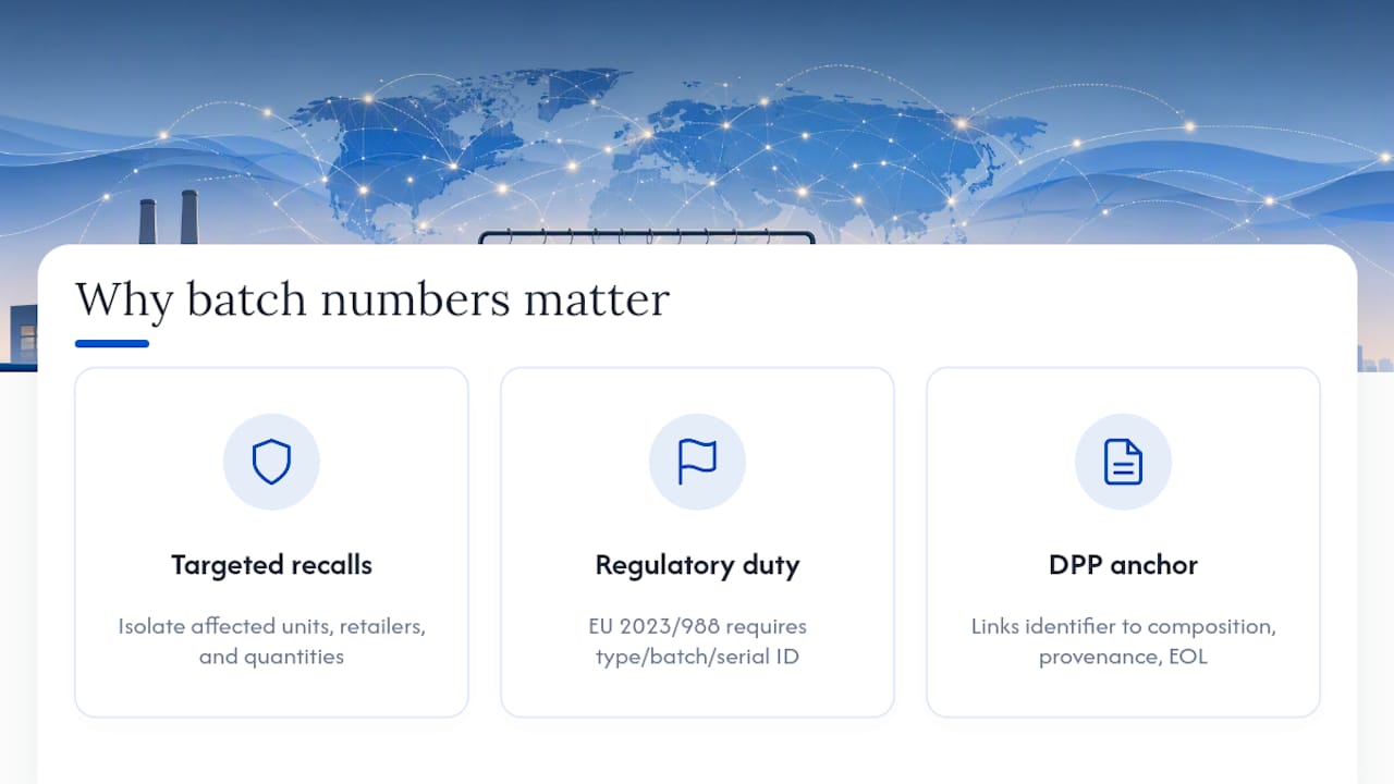 Why batch numbers matter for recalls and DPP compliance — overview diagram