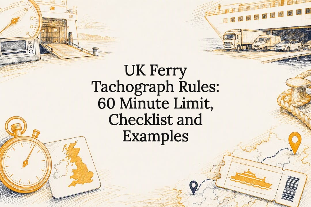 Decorative ferry tachograph rules title card
