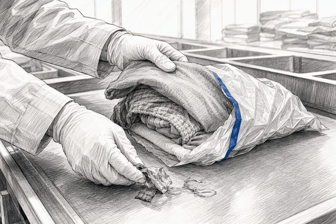 Textiles separated from contaminated return packaging