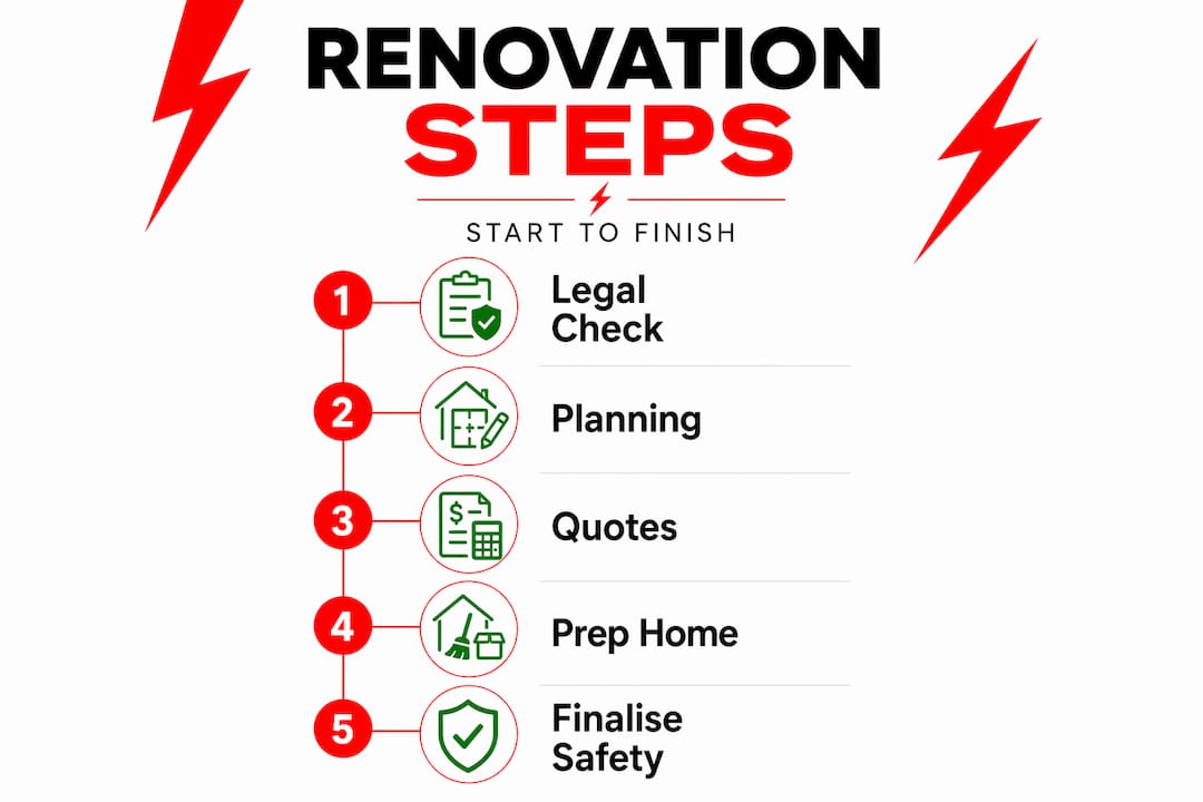 Infographic visualizing electrical renovation process steps