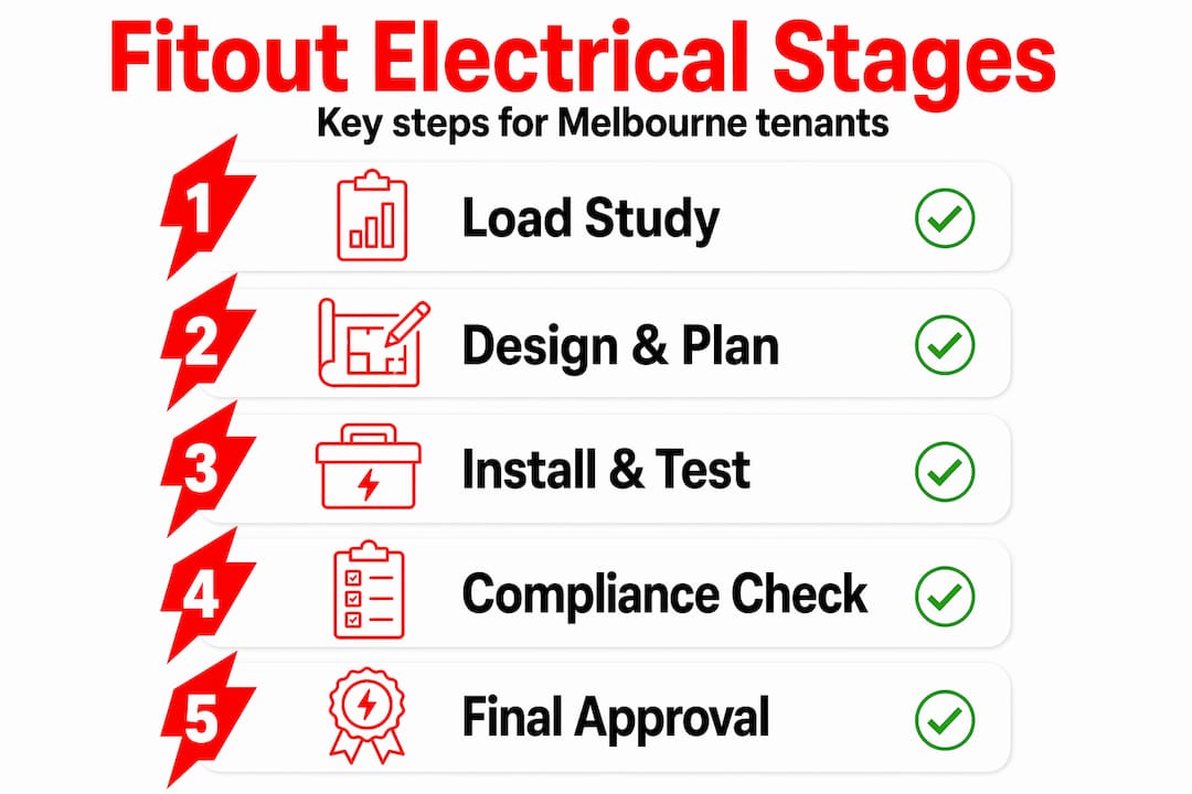 Infographic showing electrical fitout project stages