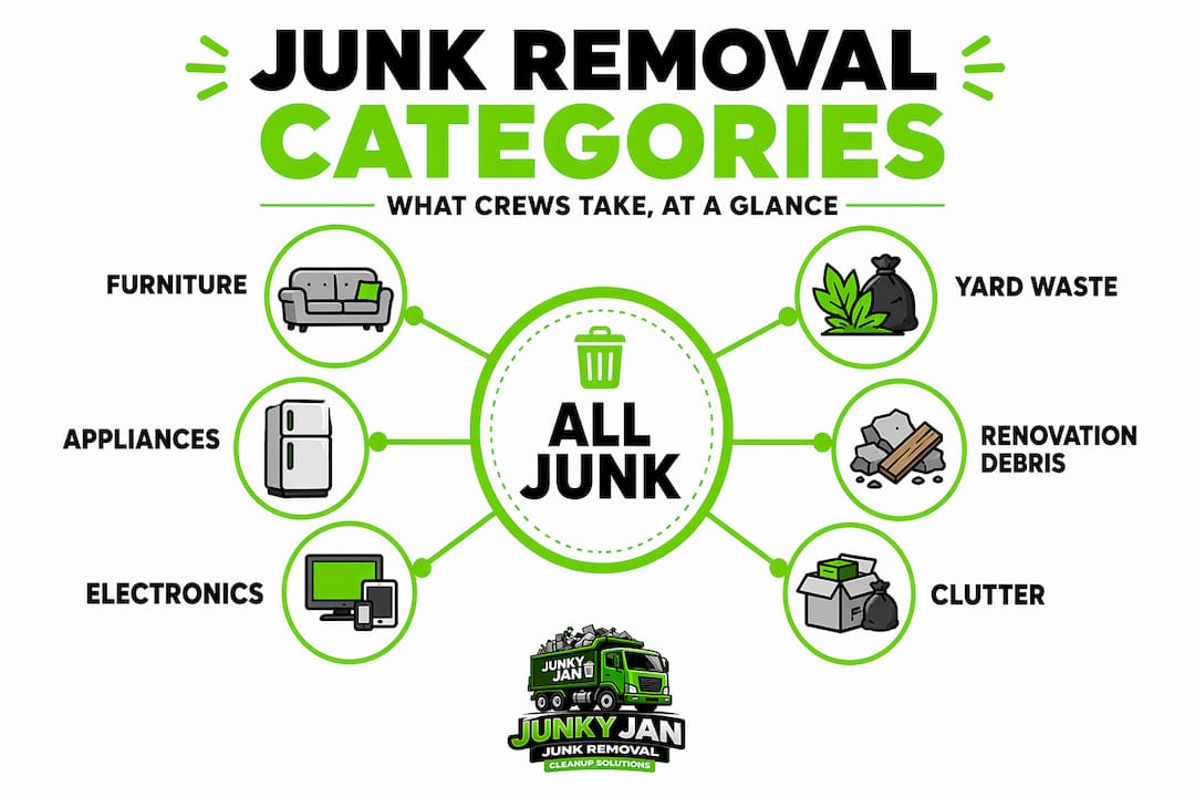 Infographic illustrating main junk removal categories