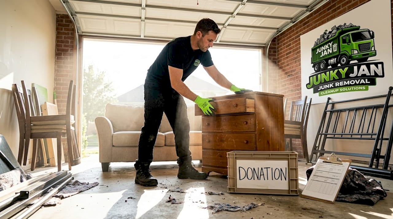 Crew sorting furniture for responsible disposal