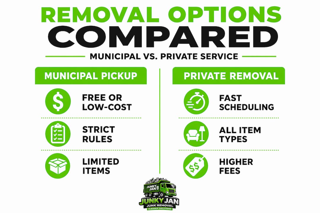 Infographic comparing municipal versus private removal