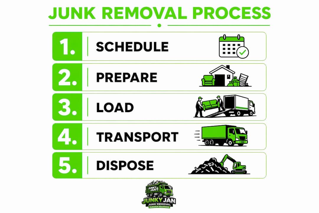 Infographic showing junk removal process steps