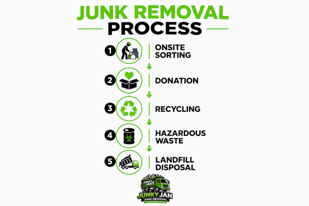 Infographic illustrating stages of junk removal process