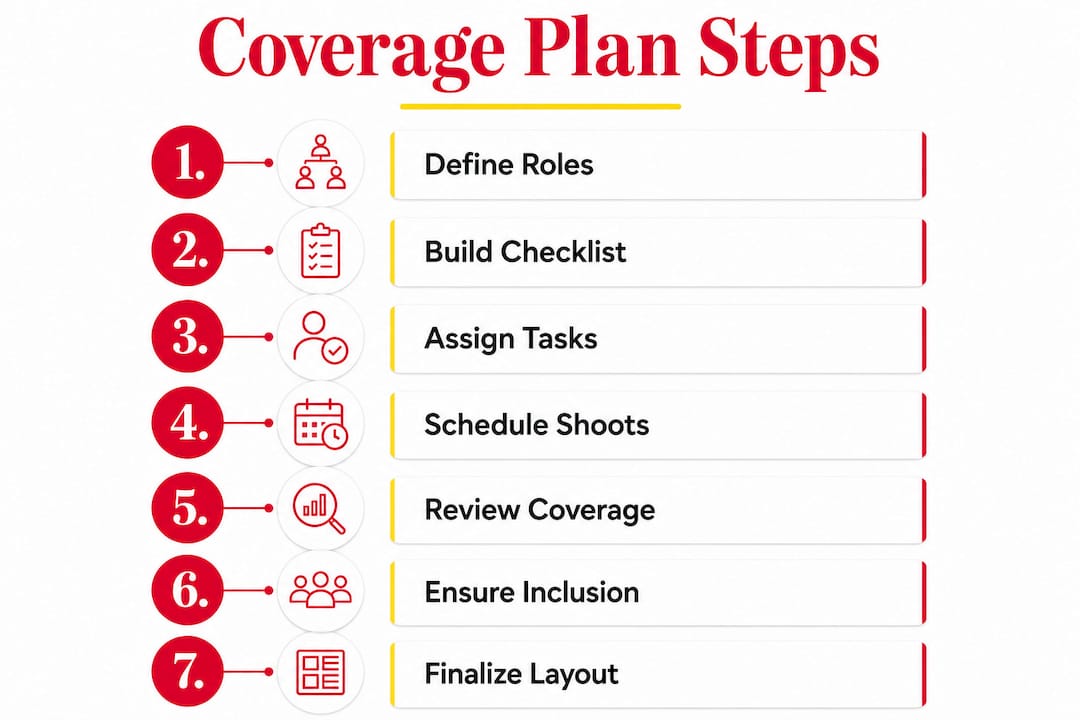 Infographic detailing yearbook coverage planning steps