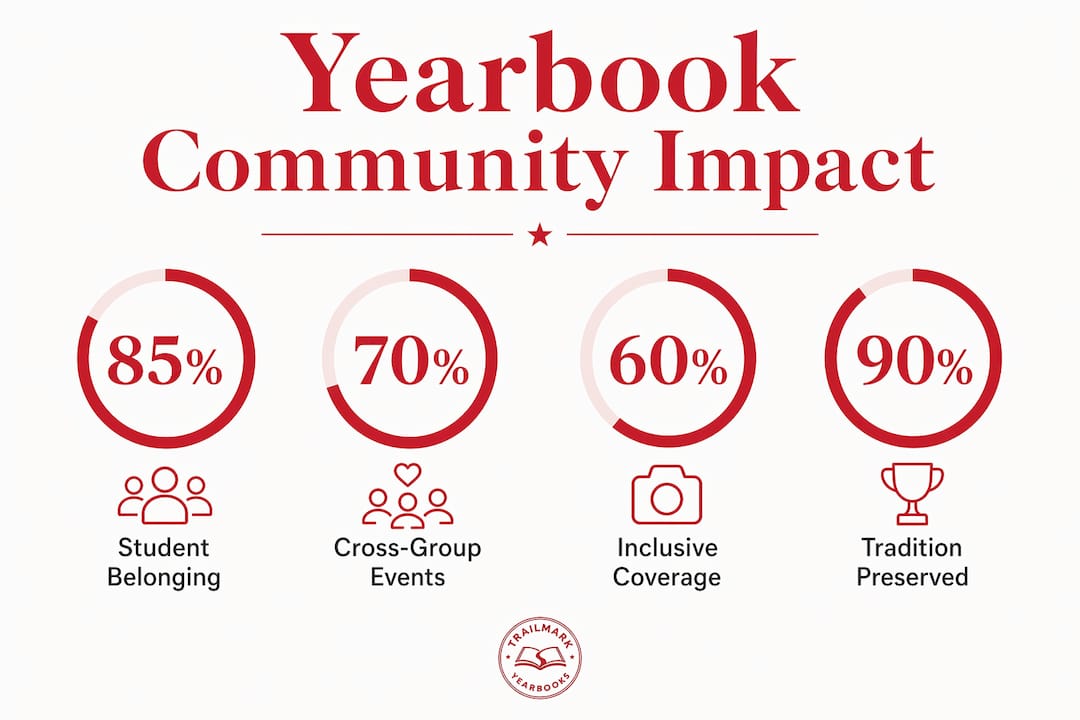 Infographic highlighting yearbook community impact statistics