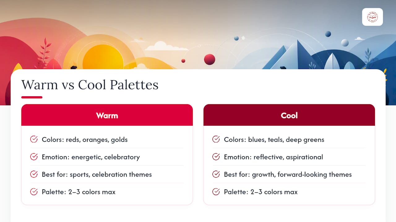 Diagram of yearbook cover color palettes and themes