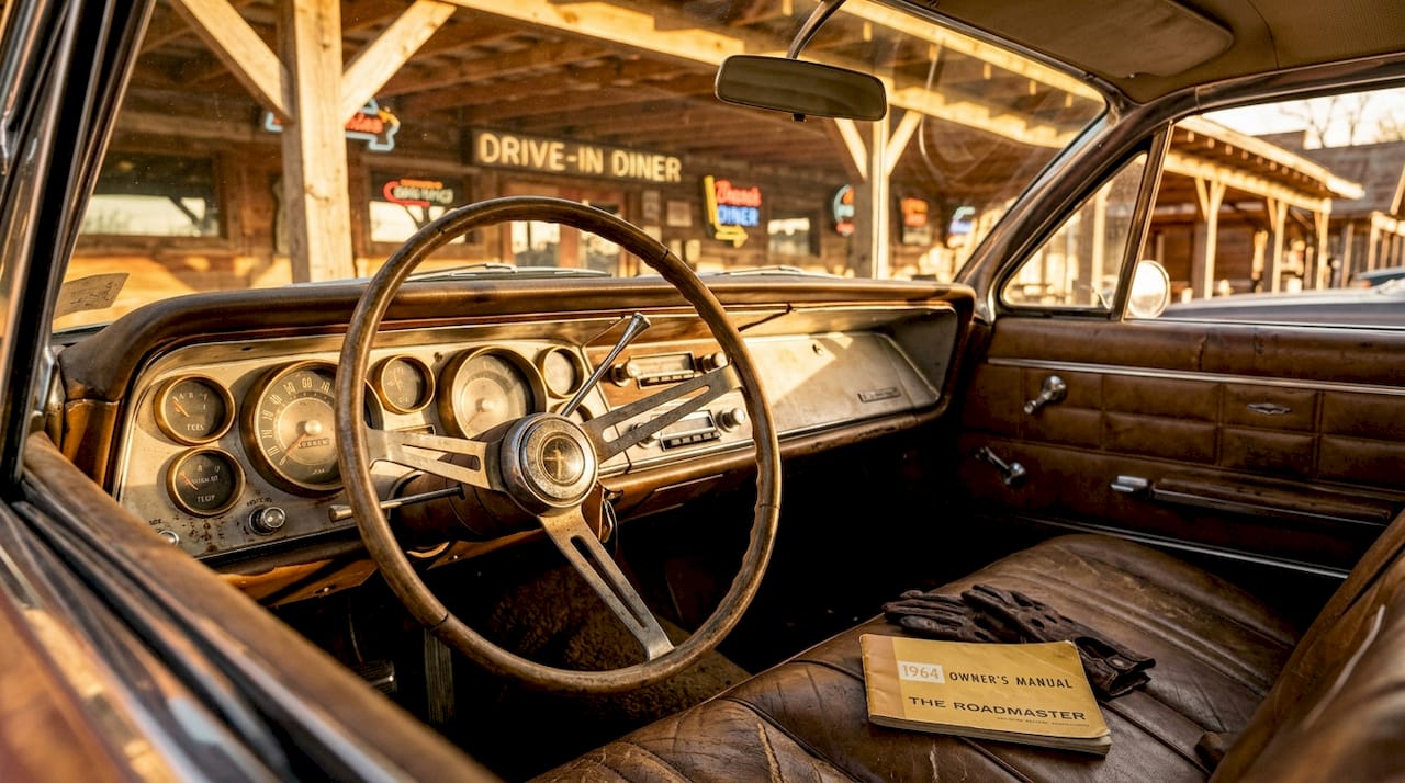 Interior close-up of vintage collector car details